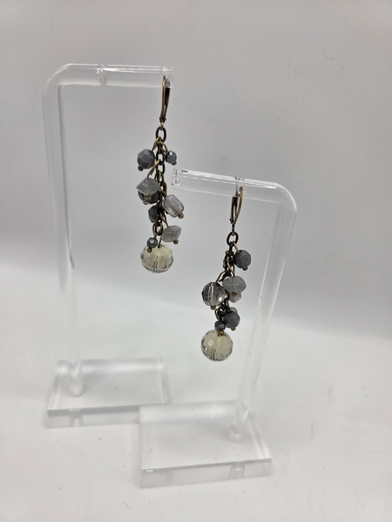 Cookie Lee Jewelry - Cookie Lee Gray Bead Crystal Dangle Drop Earrings